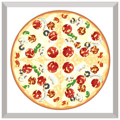 Top view of cheeze pizza on white background