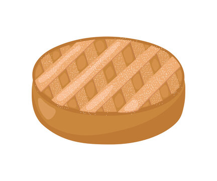 recommend clip art: Neapolitan pastiera traditional. Easter shortbread pie with wheat grains, soft cottage cheese, candied fruits. Vector illustration of festive baking.