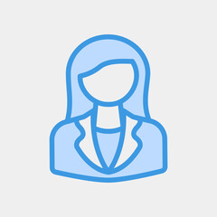 Woman employee icon in blue style, use for website mobile app presentation