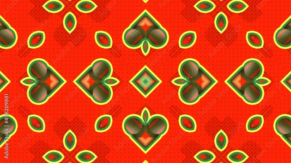 Aufkleber Kaleidoscopic pattern of colored geometric shapes. 3d rendering loop animation