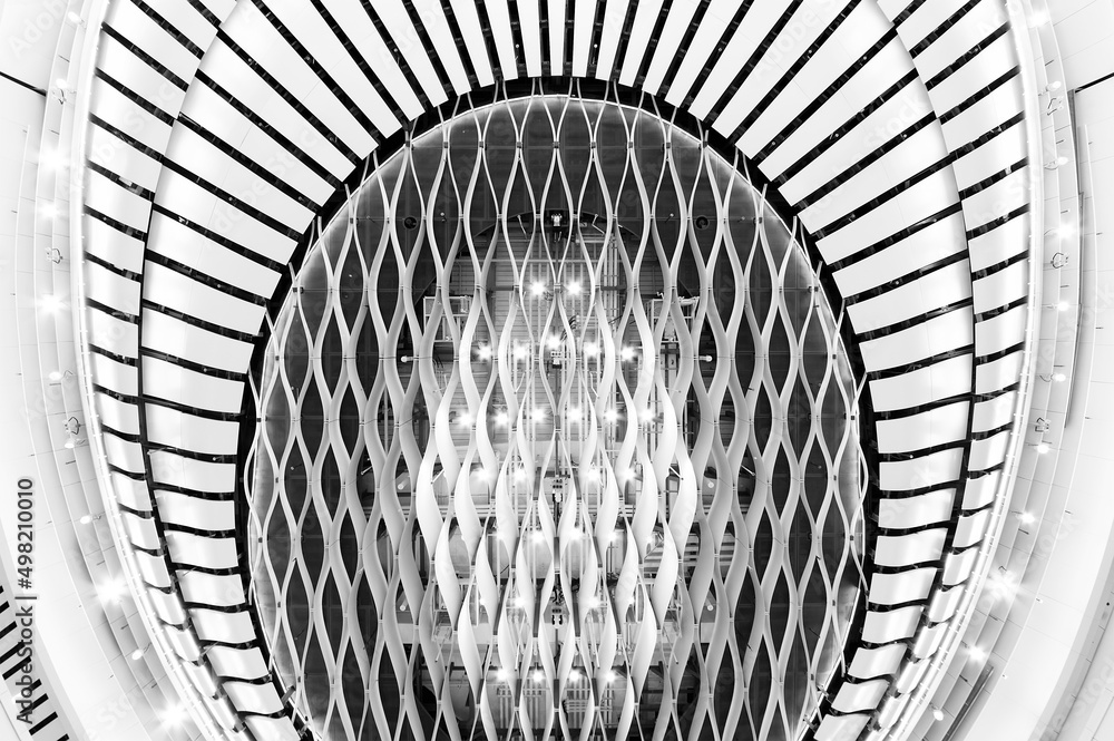 Aufkleber Details of ceiling of modern architecture. building abstract background pattern