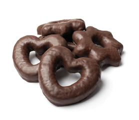 Chocolate Gingerbread Isolated, Heart Shaped Pryanik