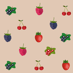 a pattern of garden berries