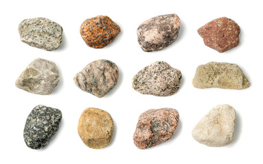 Fototapeta na wymiar Stone Sea Pebbles Isolated