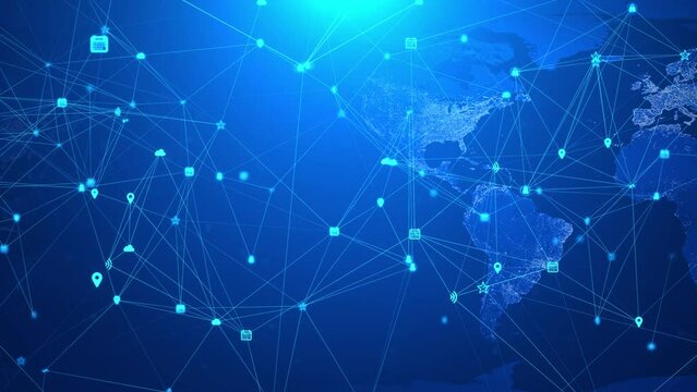 high tech of a 3D Network connection structure. digital data lines Animation. Global Economic news, events opener, world conference, data podium, Worldwide events. business intro, tv broadcast