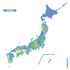 日本列島・日本地図 雨の日カラーで色分けしてみた（無地）