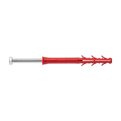 Metal nail, self-tapping screw, screw with a plastic dowel for construction work and repair on a white isolated background.