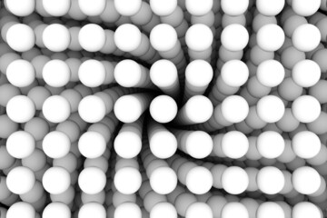 Black and white twist spheres abstract background 3D render illustration