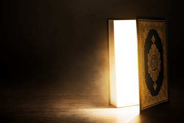 Quran holy book on dark background
