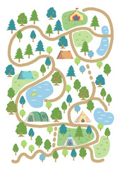 キャンプ場　森の中　迷路