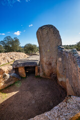 Dolmen of Lacara, funeral chamber near La Nava de Santiago, Extremadura. Spain