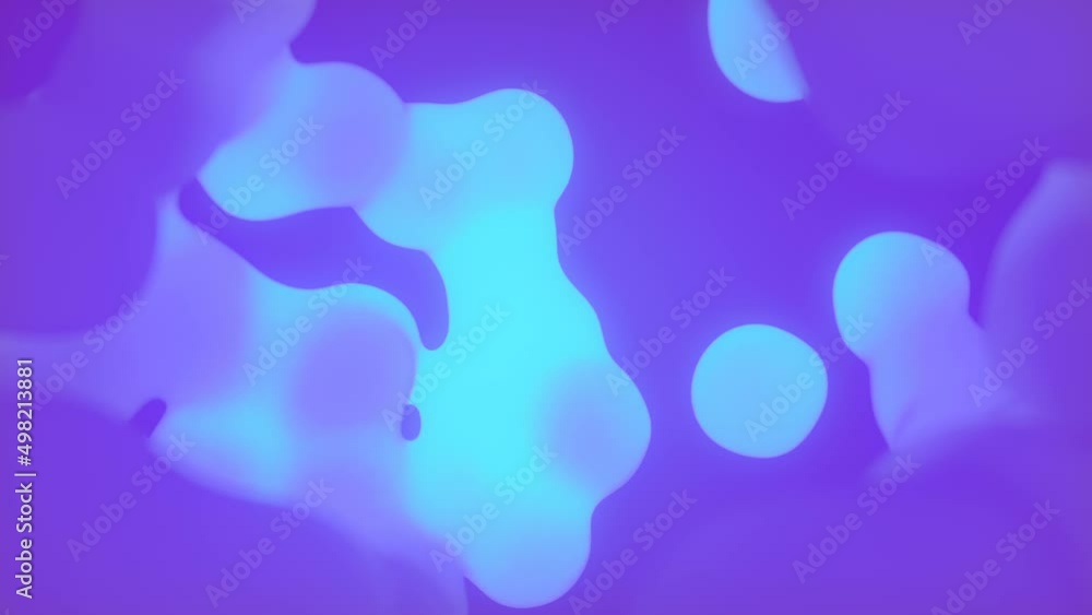 Fototapete Magical glowing liquid blobs look like a lava lamp. 3d rendering loop animation
