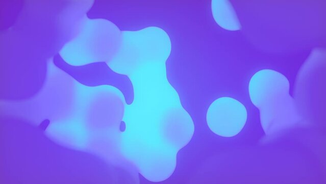 Magical glowing liquid blobs look like a lava lamp. 3d rendering loop animation