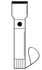 Hand drawn hand flashlight. Hiking tool to light the way. Doodle style. Vector.