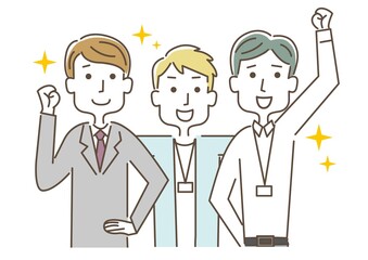 男性3人組イラスト