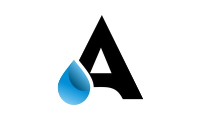 water drop letter A alphabet logo