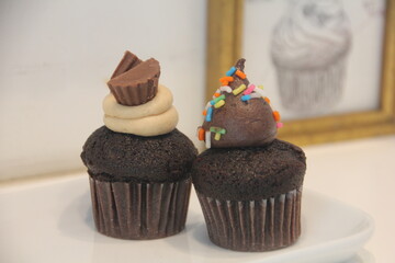 cupcakes with icing and sprinkles