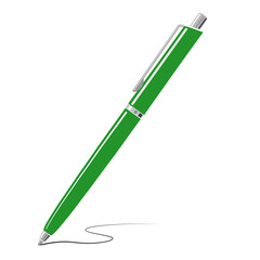 Green writing metal pen icon isolated on white background. 