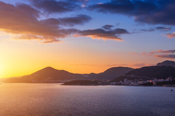 Sunset on the Adriatic coast near the city of Budva, Montenegro.