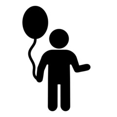 Child With Balloon Flat Icon Isolated On White Background