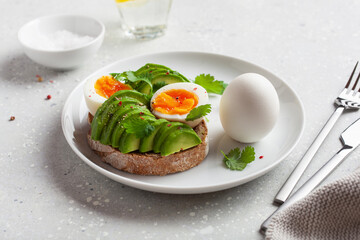 breakfast avocado sandwich with boiled egg