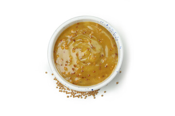 Mustard honey sauce isolated on white background