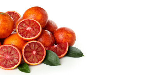 Concept of citrus with red orange isolated on white background