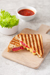 grilled salami and cheese sandwich