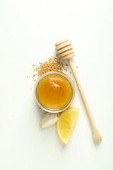 Concept of tasty food with sauce, top view