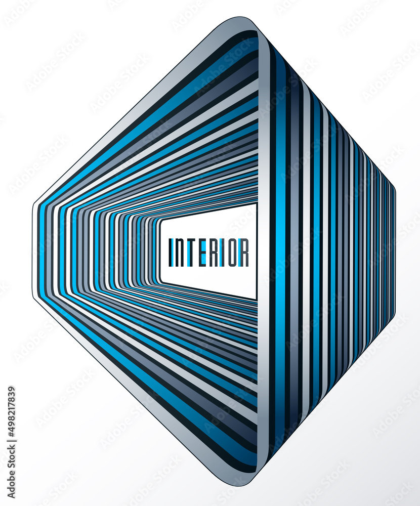 Poster minimal design of abstract lines in 3d perspective vector abstract background, minimalistic cool tre