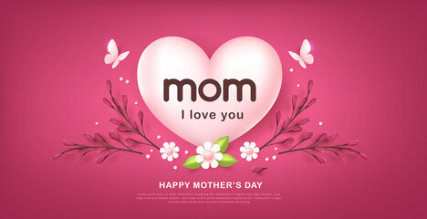  Mothers day poster banner background layout with badges and flower