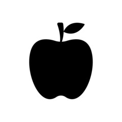 Apple Silhouette. Black and White Icon Design Element on Isolated White Background