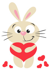 Funny rabbit holding a love heart