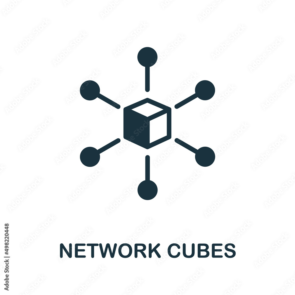 Poster network cubes flat icon. colored element sign from internet security collection. flat network cubes 