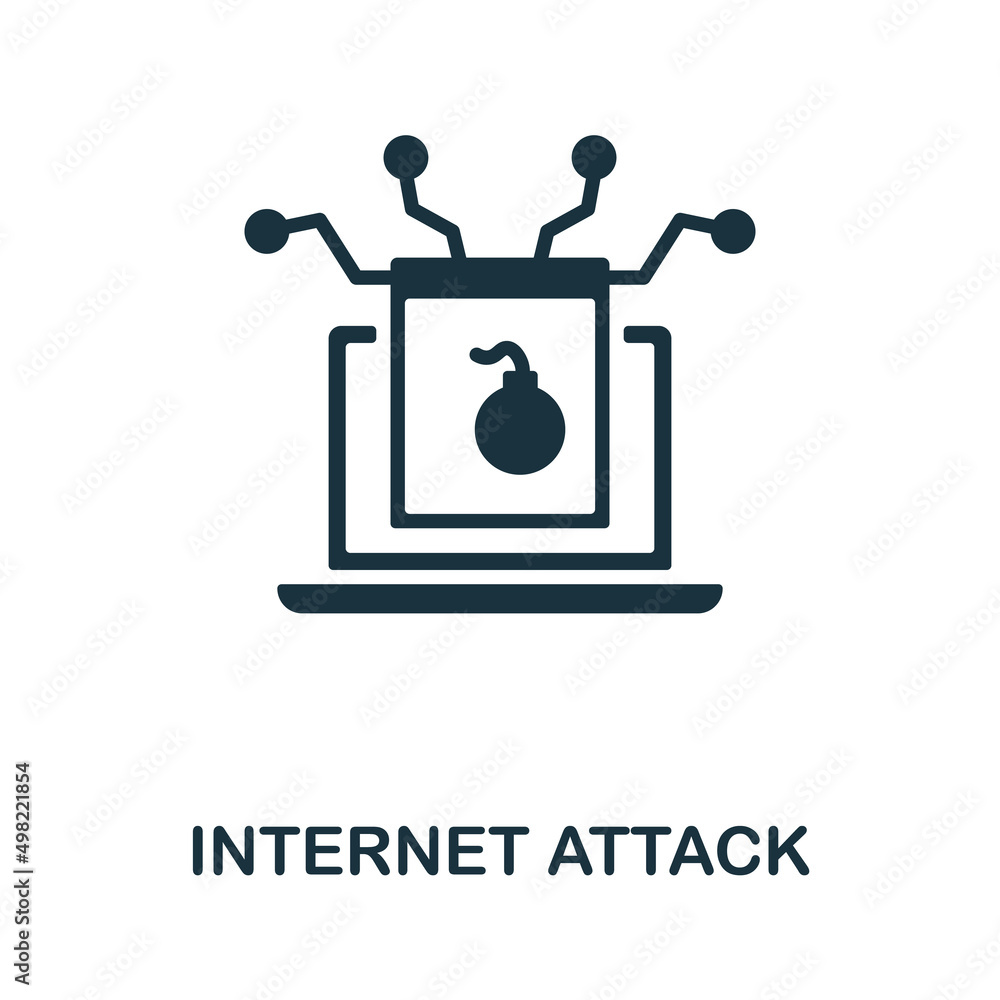 Poster internet attack flat icon. colored element sign from internet security collection. flat internet att