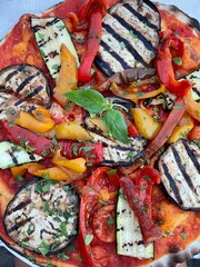peppers and eggplant pizza