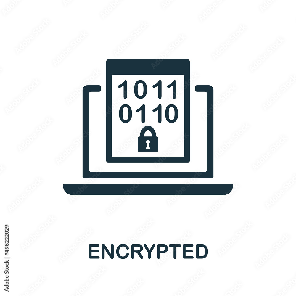 Poster encrypted flat icon. colored element sign from internet security collection. flat encrypted icon sig