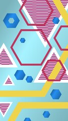 Obraz premium Stories background with hexagons and triagles, 16x9, portrait orientation
