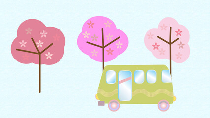 Cherry Blossoms ＆ Bus