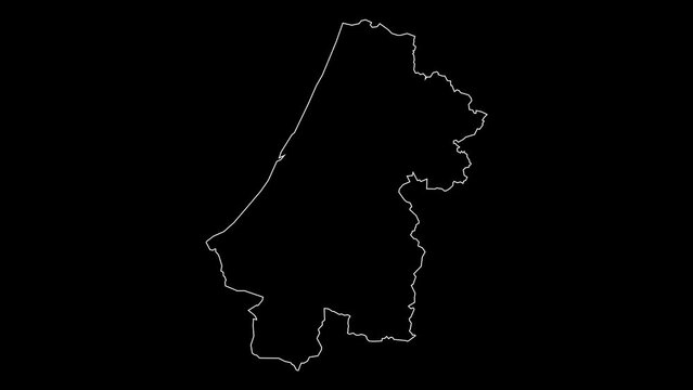 Rabat-Sale-Kenitra region map of Morocco outline animation