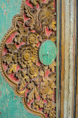 Balinese style old vintage wooden door.