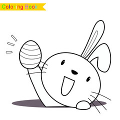 Colouring Easter bunny worksheet. Educational printable coloring worksheet. Vector set of easter bunny on white background. Motor skills education. Vector illustrations.