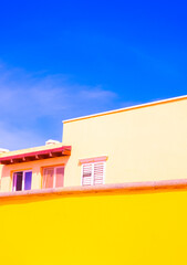 Minimalist architecture stylish wallpapers. Trendy colours combination. Yellow and blue. Geometry and details