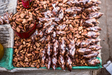 Dry dates displayed for sale during the holy month of Ramadan Lagos Island, Lagos NIGERIA, April 8 2022. - obrazy, fototapety, plakaty