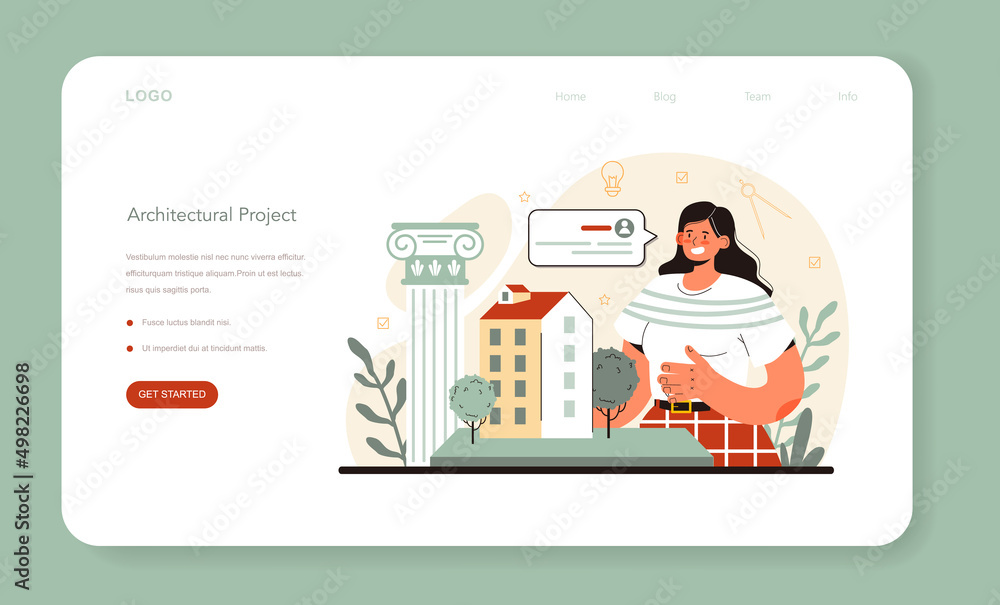 Poster architect web banner or landing page. idea of architectural project
