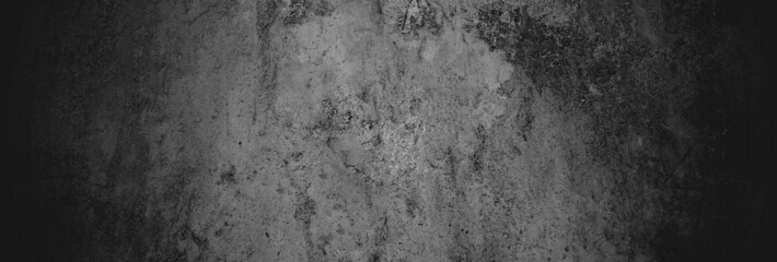 Blank grey grunge cement wall texture background, Background panorama banner long