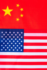 United state of America against China flags. Sanctions, war, conflict, Politics and relationship concept