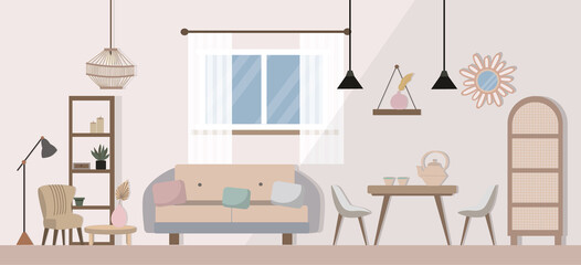 Scandinavian style of modern living room.