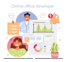 Online office. Modern virtual office developing and moderating.