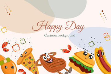 cute fast food cartoon template background card